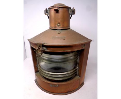 A copper ship's 'Styrbord' lamp 
