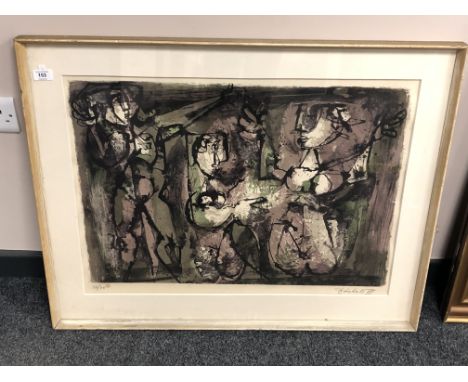 Continental school : Abstract colour print, signed in pencil, 72 x 52 cm 