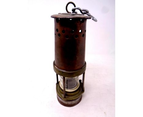 A 20th century copper and brass Davis 2BA miner's lamp 