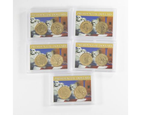 A collection of 10 coins, two in each Slabbed Whitman Publishing. The collection includes First President George Washington; 