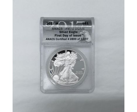 West Point Mint. First Day Of Issue. Certified number 2899 of 3897. The obverse side depicts Liberty in full stride. She is s