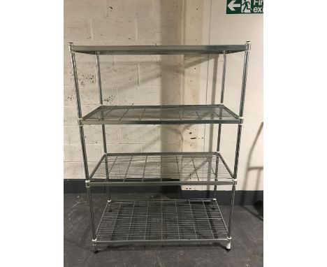 A four tier metal catering shelf 