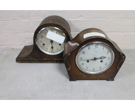 A 1930's oak cased Federal mantel clock with Smiths Enfield movement, together with another oak cased mantel clock 