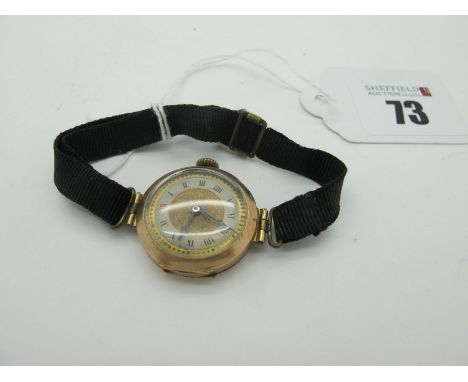 A Vintage Ladies Wristwatch, the textured dial with black and red Roman numerals, within plain case (import marks for Glasgow