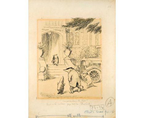 § Ernest Howard Shepard (1879-1976) 'Swaggering Down the Steps' - an original illustration from The Wind in the Willows, firs