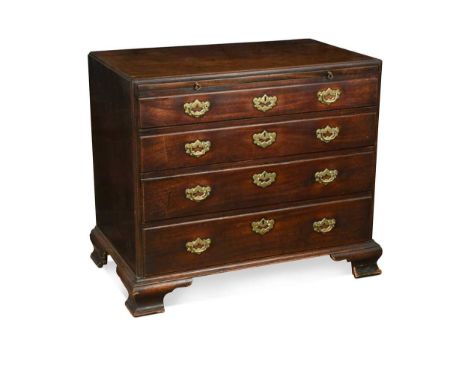 An early George III mahogany chest,  the caddy top above a brushing slide and four long graduating drawers on ogee bracket fe