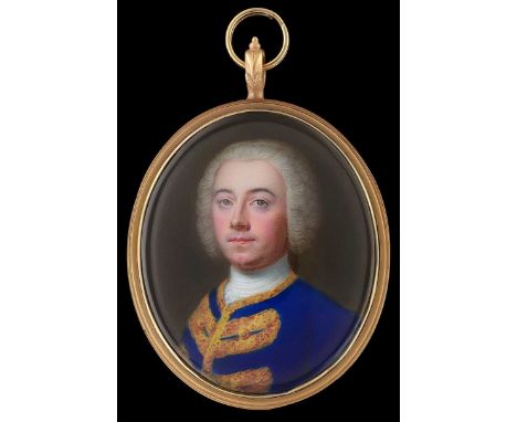 Jean-Étienne Liotard (1702-1789) Portrait of Gaspard de Péleran (d. 1747 Smyrna [Izmir], Turkey), bust-length, wearing a navy