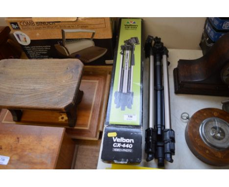 A Velbon camera tripod