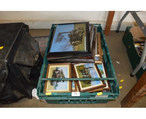 A box containing various traction engine prints