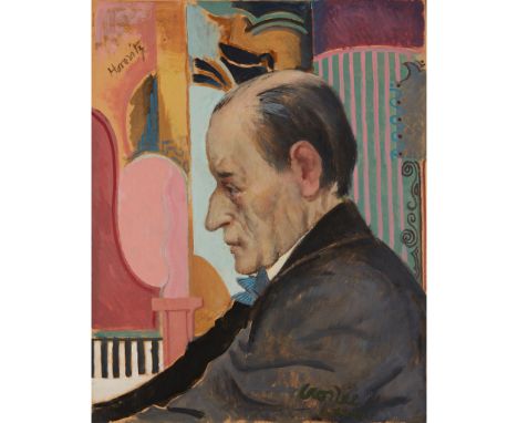 § WILLIAM CROSBIE R.S.A. (SCOTTISH 1915-1999) PORTRAIT OF HOROWITZ (THE COMPOSER) Signed and dated LXXXVI lower right, inscri
