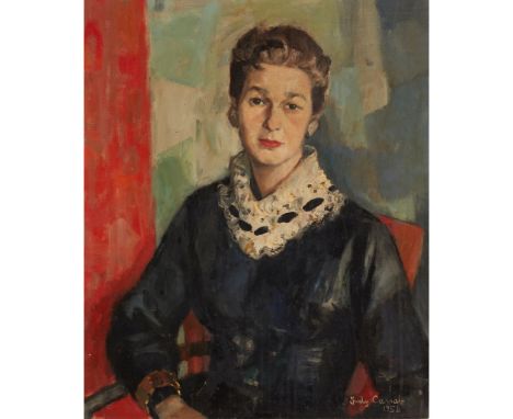 JUDY CASSAB A.O., C.B.E. (AUSTRALIAN 1920-2015) PORTRAIT OF A WOMAN IN BLACK, 1958 Signed, oil on canvas(75.5cm x 62.5cm (29.