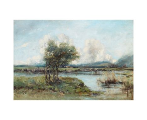 WILLIAM ALFRED GIBSON (SCOTTISH 1866-1931) TREES ON MARSHLANDSigned and dated 1890, oil on canvas61cm x 91cm (24in x 36in)