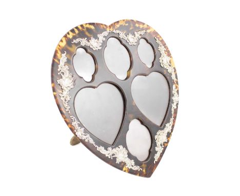 λ A late-Victorian silver-mounted tortoiseshell photograph frame,by Atkin Brothers, London 1899,heart shape form, with chased