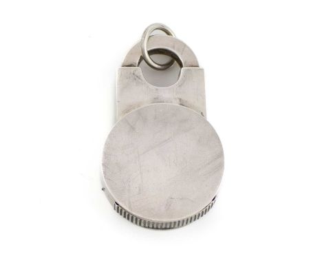 A late-Victorian novelty silver padlock vesta case, by Charles Horner, Birmingham 1900, plain form, with a slide and hinged o