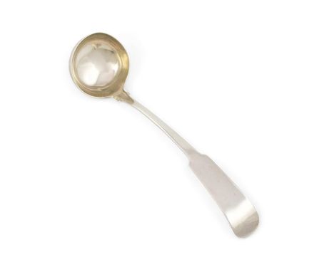 An early-19th century Scottish silver provincial Fiddle pattern sauce ladle,by John McQueen, Banff circa 1820,length 16cm, ap