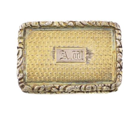 A William IV silver-gilt vinaigrette, by Ledsam, Vale and Wheeler, Birmingham 1830, rectangular form, engine-turned decoratio