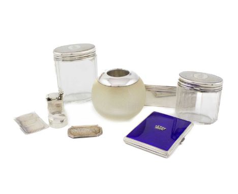 A mixed lot of small silver items,comprising: a George IV silver travelling inkwell by Thomas Whitehead, London 1829, inscrib