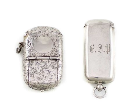 An Edwardian silver combination vesta and sovereign case, by Henry Freeman, Birmingham 1907, plain rounded rectangular form, 