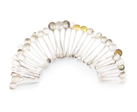A collection of silver condiment spoons and ladles,various dates and makers,comprising: a set of three George IV Old English 