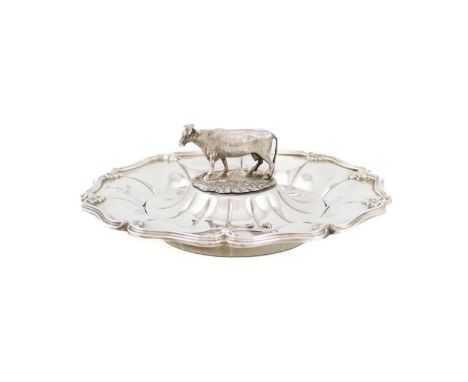 A Victorian silver butter dish base and cover, by Henry Wilkinson, Sheffield 1846 and 1850, lobed circular form, engraved wit