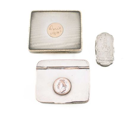 A Victorian silver engraved 'castle-top' vinaigrette, The Scott Memorial,by Nathaniel Mills, Birmingham 1854,rounded rectangu