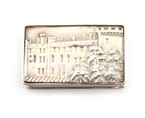 An early-Victorian silver 'castle-top' vinaigrette, possibly Warwick Castle,by Taylor and Perry, Birmingham 1839,rectangular 