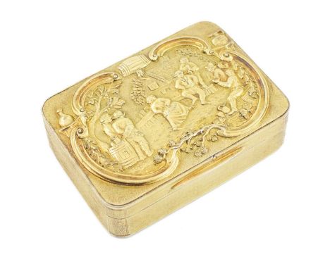 A George III silver-gilt snuff box,by John Linnit &amp; William Atkinson, London 1812,rounded rectangular form, engine-turned
