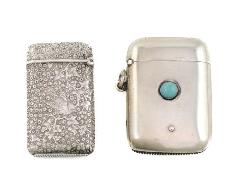 A late-Victorian silver Aesthetic Movement vesta case, with import marks for London 1879, importer's mark of Joseph Ettlinger