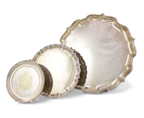 A silver waiter, by Charles Boyton &amp; Son Ltd, Birmingham 1913,circular form with a beaded border and a central engraved c