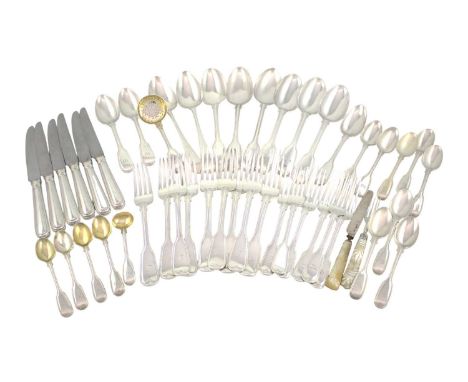A collection of Victorian silver Fiddle and Thread pattern flatware, various dates and makers including Elizabeth and John Ea