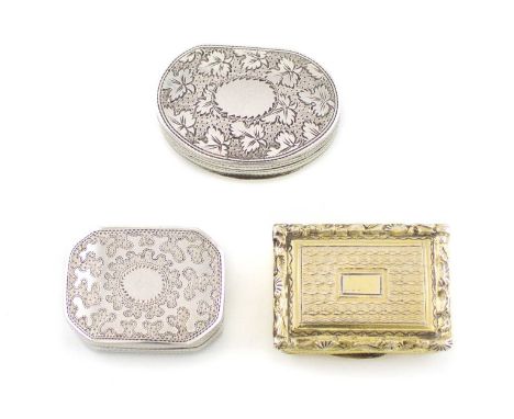 A collection of three antique silver vinaigrettes,comprising: a George IV silver-gilt vinaigrette by Thomas Parker, Birmingha