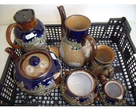 Selection of Royal Doulton Stoneware ceramics including part tea service (A/F), a hot water jug and a Lionel Reginald Dudley 