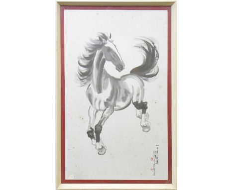 XU BEIHONG (1895-1953)print of a horse, framed and under glass, 42cm x 24cm