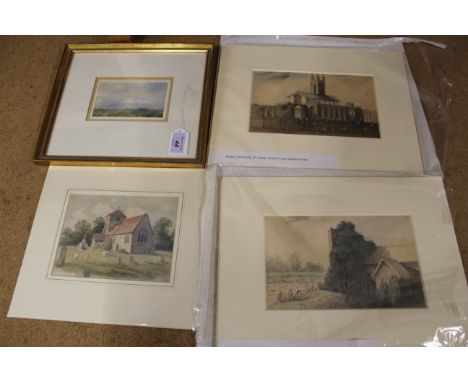 Two mounted watercolours of Mettingham Castle Suffolk, early 19th Century attributed to Isaac Johnson of Woodbridge, a mounte