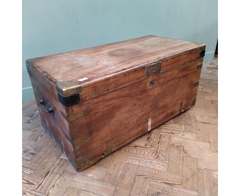 A late 19th Century brass bound camphor wood joiners trunk