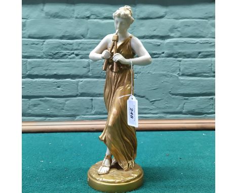 A Worcester figure of a woman with pipes marked 1826 to base, 12 1/4" high