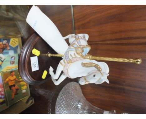 A LENOX CERAMIC CAROUSEL HORSE FIGURE ON PLINTH WITH CERTIFICATE 