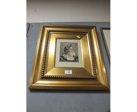 A GILT FRAMED CONTINENTAL WATERCOLOUR PORTRAIT 