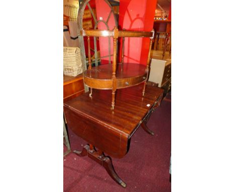 A mahogany sofa table together with a two tier occasional table