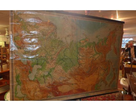 A vintage Russian Physical Map depicting the USSR, from the map room at The London School of Economics 