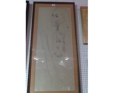 A 20th century pencil portrait study of a lady signed glazed and framed 