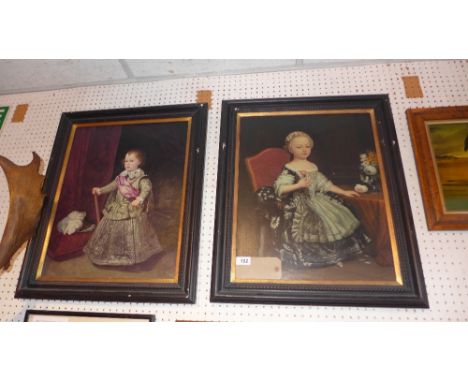 A pair of Continental oils on canvas, portrait studies, in ebonised frames 