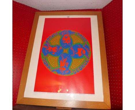 A limited edition Beatles print titled 'John, George, Paul, Ringo', 493/2000, copyright 1990, signed in pencil and framed 