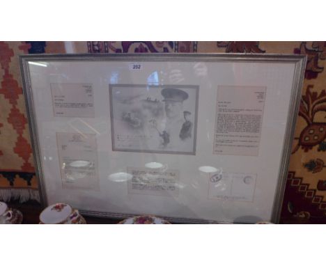 A Glenwright, a framed print 'The Pity of War' featuring words by the war poet Wilfred Owen, together with correspondence wit