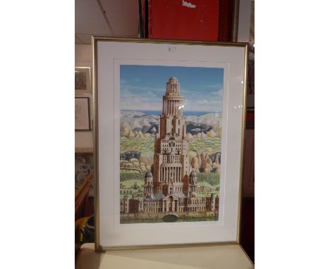 Andrew Ingamell's, a limited edition print titled 'Arcadia' depicting a tall classical style building 24/300, signed, in a si