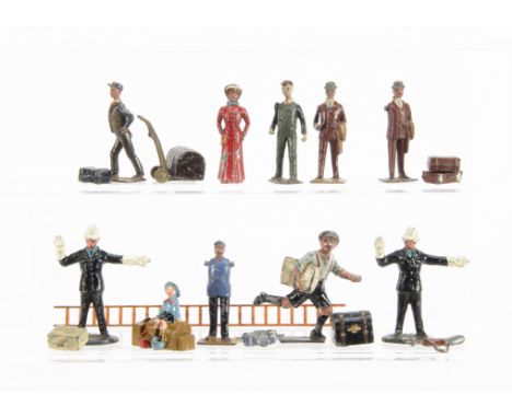 Some uncommon Railway related items by various makers including Britains Man with pipe (2),  (one arm missing), Fireman (no a