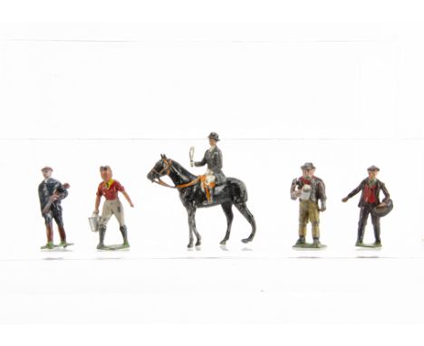 British lead farm and civilian figures including Pixyland standing Quaffer, Charbens Gamekeeper, Britains Seed Sower, general