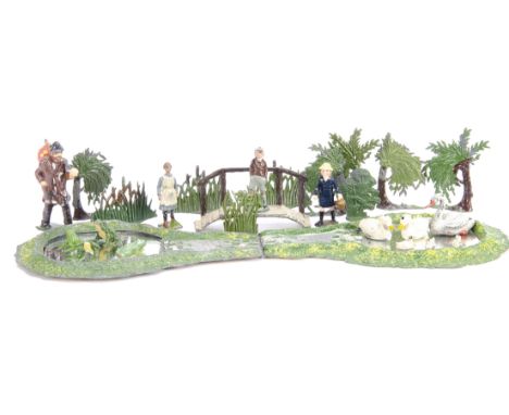 John Hill &amp; Co duck ponds (2) and shrubs (6), reeds (4), foot bridge, tramp, frogs (4, inc one ceramic), swans (2), ducks