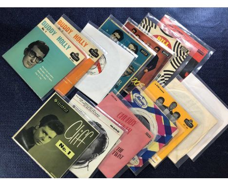 Rock and Roll 50s/60s - 14 x 7" Single Records:  Buddy Holly - No1 &amp; No2 EPs Brunswick OE 9456/7, Jan &amp; Dean - The Li