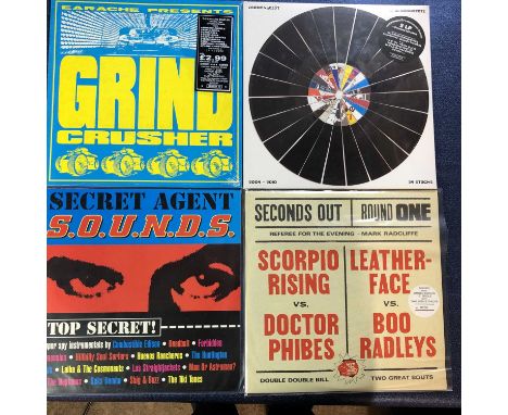 Various Compilations – 16 LP Records: Grind Crusher-Earache Sampler +7” Ltd Ed 1989, Ladenkonzert Sampler 2xLP 2011, Secret A